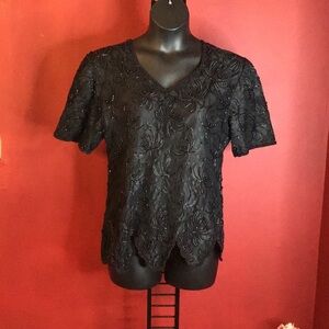 LAURENCE KAZAR NEW YORK BEADED TOP SIZE L